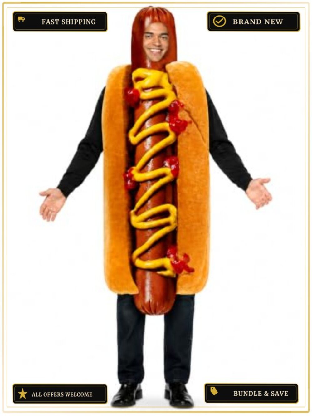 Adult Hot Dog Costume Funny Food Halloween Party Suit